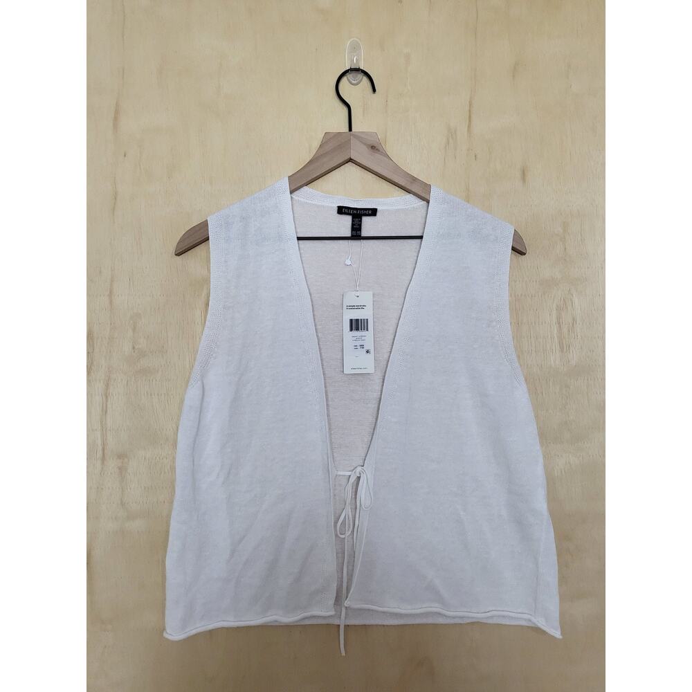 Size:XXS Eileen Fisher Organic Linen Cotton Vest Women's White Nwt